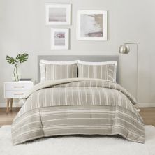 Beautyrest Kent 3-Piece Striped Herringbone Oversized Comforter Set with Shams Beautyrest