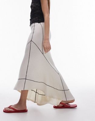 Асимметричная трикотажная юбка со вставками Topshop Кремового цвета TOPSHOP