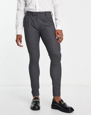 Супероблегающие костюмные брюки из ткани премиум-класса Noak с темно-серой микротекстурой Noak