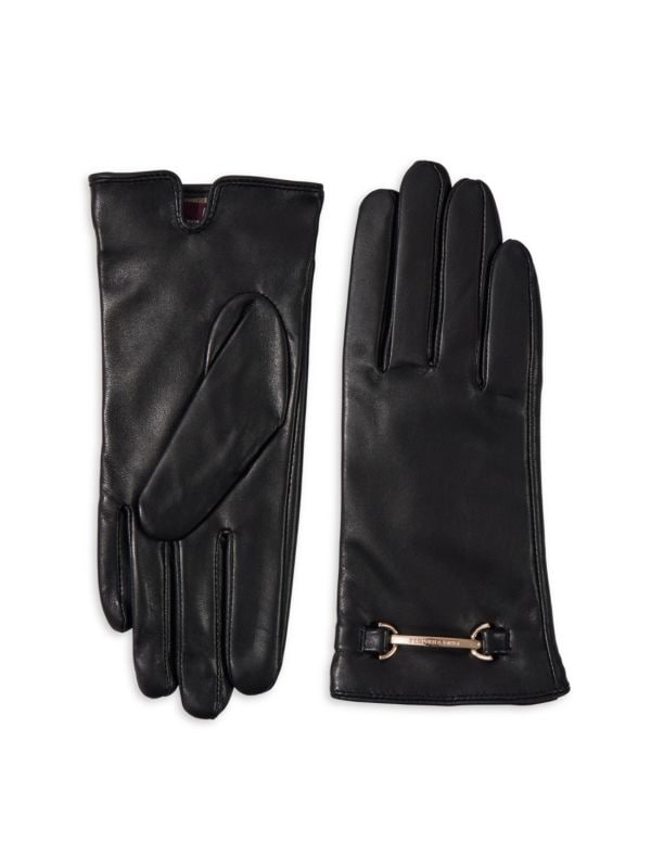Кожаные короткие перчатки с пряжкой с логотипом Bruno Magli