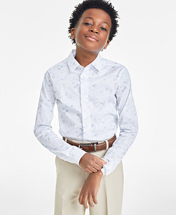 Эластичная рубашка узкого кроя с длинными рукавами и цветочным принтом для Big Boys Calvin Klein
