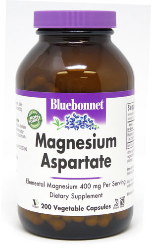 Аспартат магния Bluebonnet Nutrition — 400 мг — 200 растительных капсул Bluebonnet Nutrition