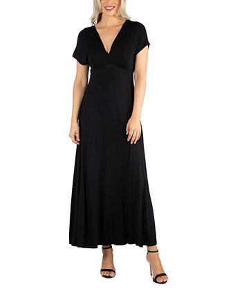 Женское платье макси с v-образным вырезом и короткими рукавами 24seven Comfort Apparel