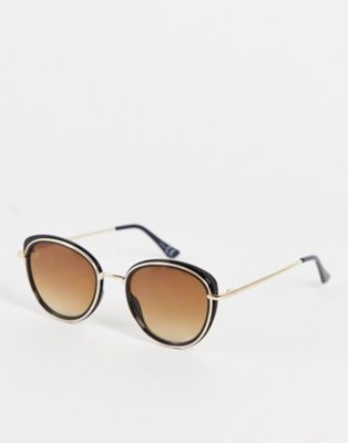 Jeepers Peepers round sunglasses with gold frame detail Jeepers Peepers