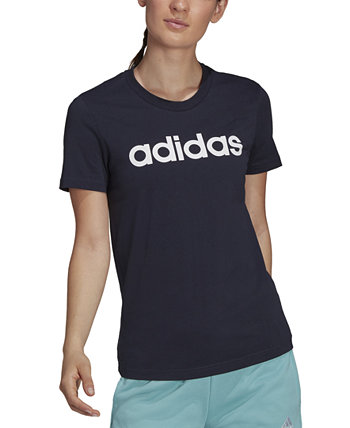 Женская хлопковая футболка с линейным логотипом Essentials Adidas