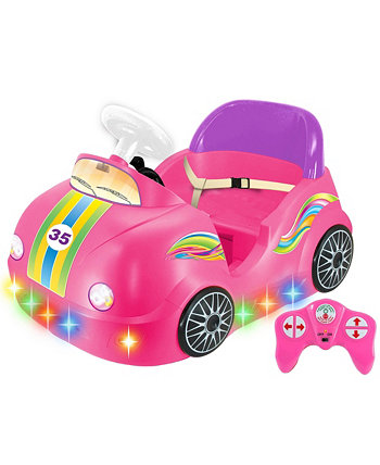 Бамперная машинка розовая радуга, 6 Вольт, автомобиль на батарейках для малышей 18-36 месяцев, легкий звук Kiddieland