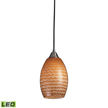 1 подвесной светильник из сатинированного никеля с кокосовым стеклом - светодиоды с яркостью до 300 люмен (эквивалент 25 Вт) Macy's