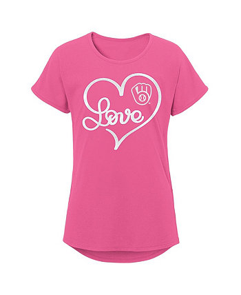 Girls Youth Pink Milwaukee Brewers Lovely T-shirt Outerstuff
