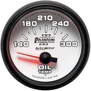 Auto Meter 7548 Phantom II 2-1/16" 140-300 F Short Sweep Electric Oil Temperature Gauge Auto Meter