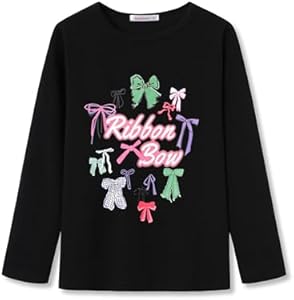 Girls Long Sleeve T-Shirt - Soft Tops Purple Star Dog Graphic Tee Size 6-14 Serdomi