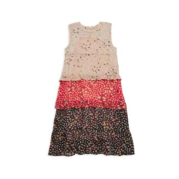 Little Girl's &amp; Girl's Ruby Layered Floral Print Dress Imoga