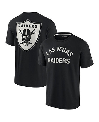 Мужская и женская черная супермягкая футболка с коротким рукавом Las Vegas Raiders Fanatics Signature