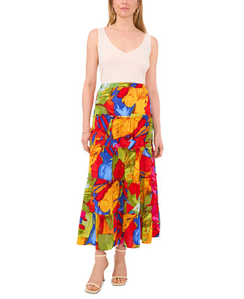 Petite Floral-Print Tiered Pull-On Maxi Skirt Sam & Jess