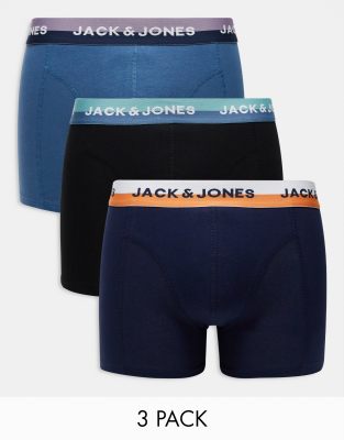 Трусы Jack & Jones, упаковка из трех штук в разных оттенках синего с логотипом на резинке Jack & Jones