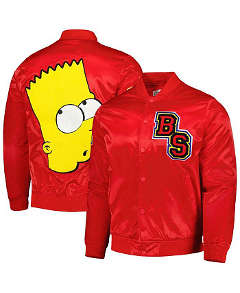 Мужская красная атласная куртка с длинными кнопками The Simpsons Bart Simpson Freeze Max