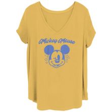 Disney's Mickey Mouse Juniors' Plus Size Winking Portrait V-Neck Tee Disney