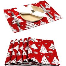 Okuna Outpost Christmas Tree Placemats for Dining Table, Holiday Party Decor (17.5 x 13 in, 6 Pack) Okuna Outpost