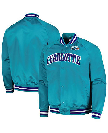 Мужская темно-бирюзовая куртка Charlotte Hornets Hardwood Classics с надписью реглан на пуговицах Mitchell & Ness