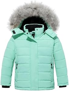 FARVALUE Girls' Winter Coats Thicken Fleece Lined Padded Hooded Puffer Jacket Coat for Girls Farvalue