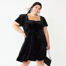 Juniors' Plus Size Live To Be Spoiled Back Keyhole Velvet Fit & Flare Dress Live To Be Spoiled