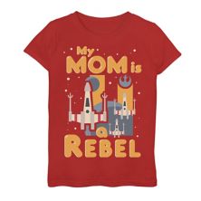 Girls 7-16 Star Wars My Mom Is A Rebel X-Wing Fighter Cartoon Graphic Tee Star Wars