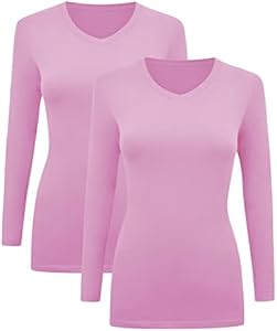 BaHoki Essentials Long Sleeve V-Neck Undershirts - Great Stretch and Layering Piece - 2 Pack BaHoki Essentials