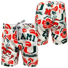 Youth Wes & Willy White Miami Hurricanes Allover Print Vault Tech Swim Trunks Wes & Willy