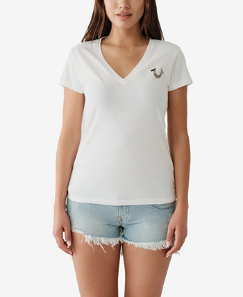 Женская футболка с короткими рукавами и V-образным вырезом Будды True Religion