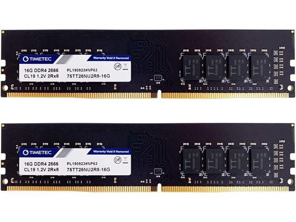 Timetec Hynix IC 32GB Kit (2x16GB) DDR4 2666MHz PC4-21300 Unbuffered Non-ECC 1.2V CL19 2Rx8 Dual Rank 288 Pin UDIMM Desktop Memory RAM Module Upgrade (32GB Kit (2x16GB)) Timetec