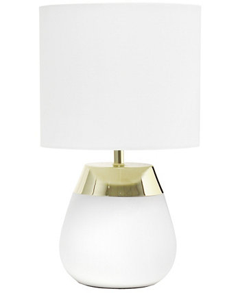 14" Tall Modern Contemporary Two Toned Metallic Gold and White Metal Bedside Table Desk Lamp Simple Designs