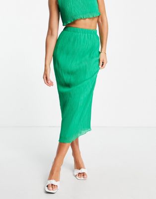 Зеленая атласная плиссированная юбка миди ASOS DESIGN — часть комплекта ASOS DESIGN
