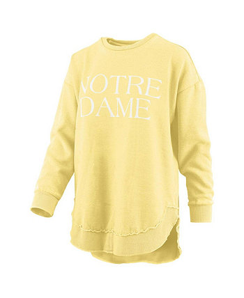 Женский желтый рваный пуловер-пончо в винтажном стиле с надписью Notre Dame Fighting Irish Seaside Springtime, толстовка-пончо в винтажном стиле Pressbox
