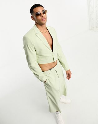 Бледно-зеленый укороченный пиджак ASOS DESIGN ASOS DESIGN