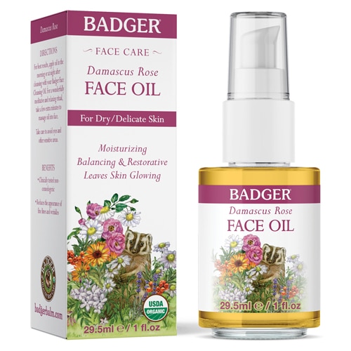 Органическое масло для лица Badger с дамасской розой — 1 жидкая унция Badger Basket