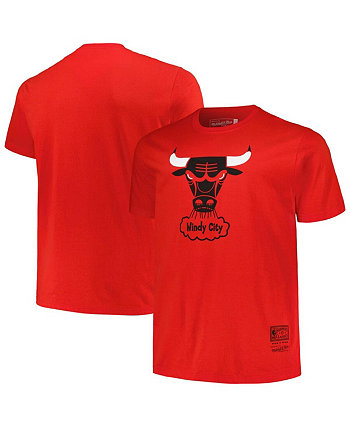 Мужская красная рваная футболка с логотипом Chicago Bulls Big and Tall Hardwood Classics в винтажном стиле Mitchell & Ness