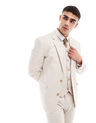 Узкий костюмный пиджак из смесового льна ASOS DESIGN ASOS DESIGN