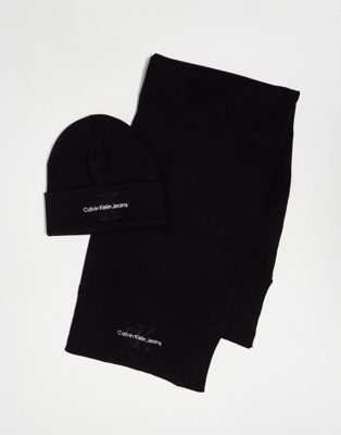 Черный комплект шапки и шарфа с монограммой Calvin Klein Jeans Calvin Klein