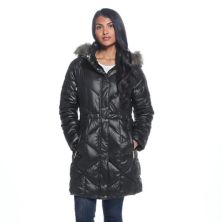 Женское стеганое пуховое пальто Weathercast с капюшоном Weathercast