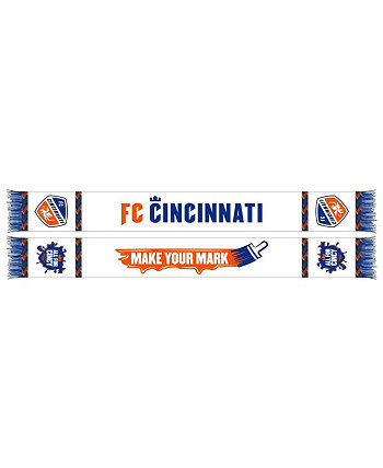 Мужской и женский белый трикотажный шарф FC Cincinnati 2024 с крючками Ruffneck Scarves