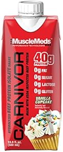 MuscleMeds Carnivor Ready to Drink Protein, Lactose Free, Sugar Free, 40g Isolate Protein, Muscle Building, Recovery, RTD, Chocolate 16.9 Fl Oz (Pack of 12) MuscleMeds