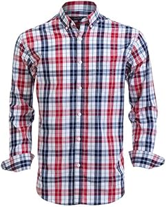 Double Pump Mens Button Down Shirts Cotton Long Sleeve Shirts Regular Fit Double Pump