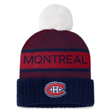 Women's Fanatics Branded  Navy/Red Montreal Canadiens Authentic Pro Rink Cuffed Knit Hat with Pom Fanatics