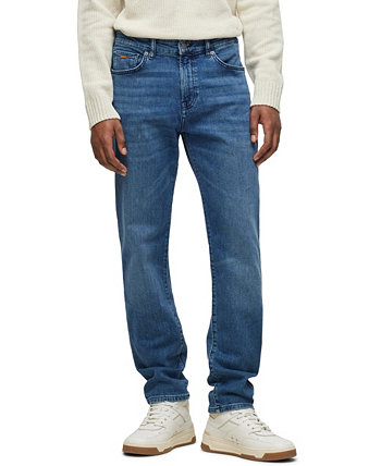 Men's Mid-Blue Comfort-Stretch Regular-Fit Jeans BOSS