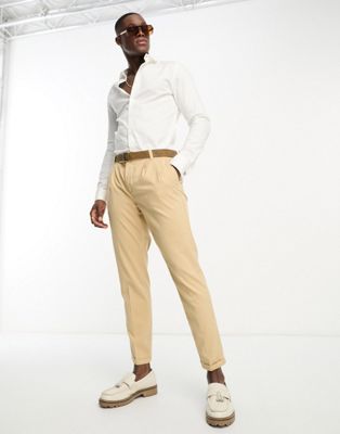Светло-коричневые элегантные брюки с двойными складками New Look New Look