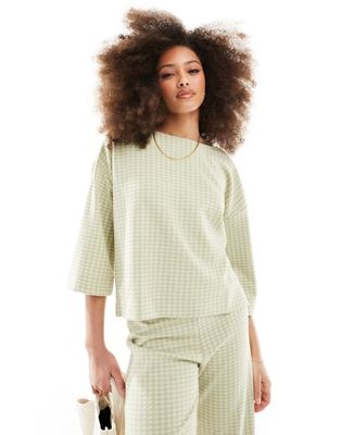 Y.A.S jersey knit oversized T-shirt in green plaid - part of a set Y.A.S