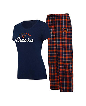 Women's Navy, Orange Chicago Bears Arctic T-shirt and Flannel Pants Sleep Set Concepts Sport