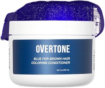 oVertone Haircare Color Depositing Conditioner - 8 oz Semi Permanent Hair Color with Shea Butter & Coconut Oil - Temporary Hair Color Dye - Vegan, Cruelty-Free - Blue for Brown Hair OVertone