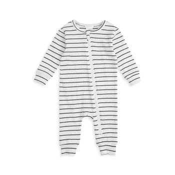 Baby Boy's Petit Lem Striped Ribbed Coveralls Firsts by Petit Lem