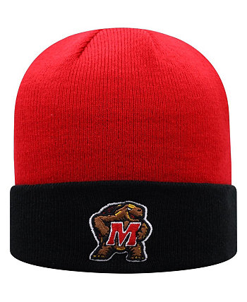 Мужская красно-черная двухцветная вязаная шапка Maryland Terrapins Core с манжетами Top of the World