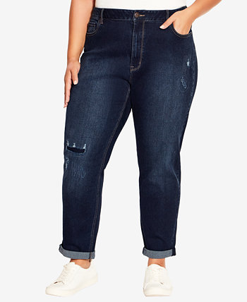 Плюс размер Рваные джинсы Girlfriend AVENUE